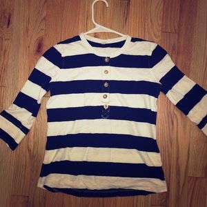 J CREW button up navy and white blouse. Size XS